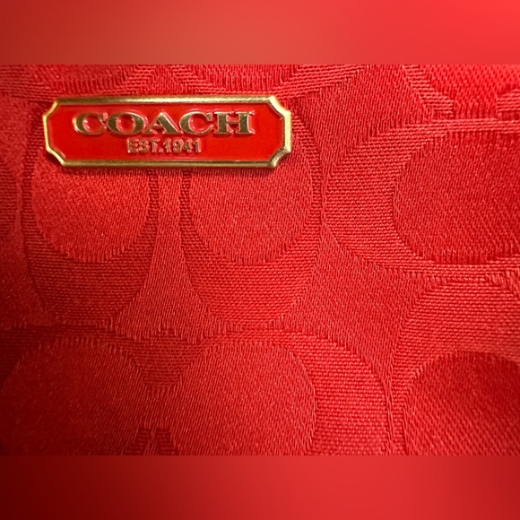 COACH Limited Edition Estee Lauder Holiday RED/ORANGE Cosmetic Makeup Bag - Picture 4 of 8